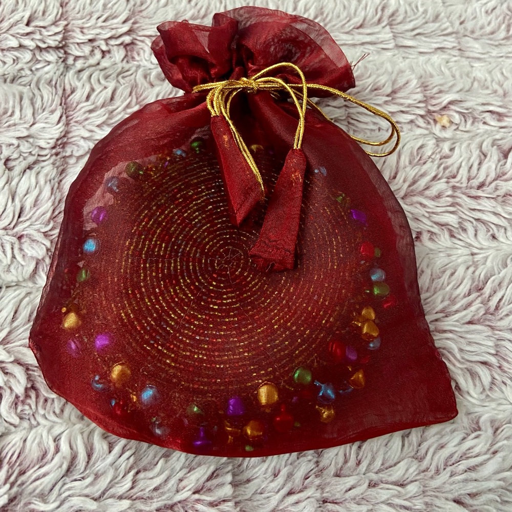 Pier 1 Imports Beaded Jingle Bell Beverage Coasters